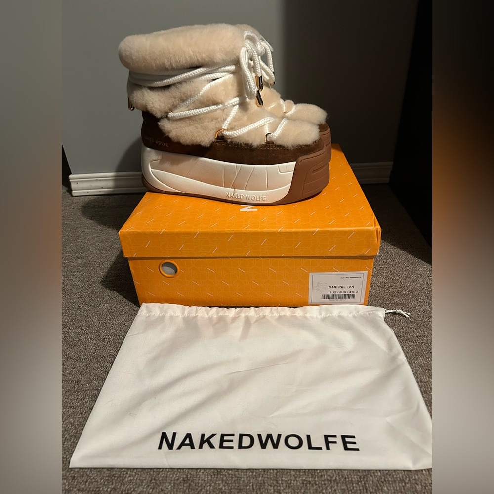 Naked Wolfe Darling Tan Cow Suede Platform Boots